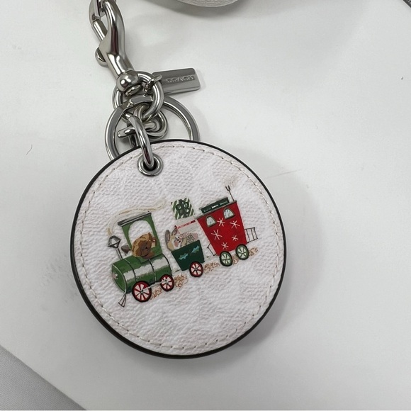 Coach small boxy cosmetic case mirror bag charm sign Christmas train - Picture 6 of 16